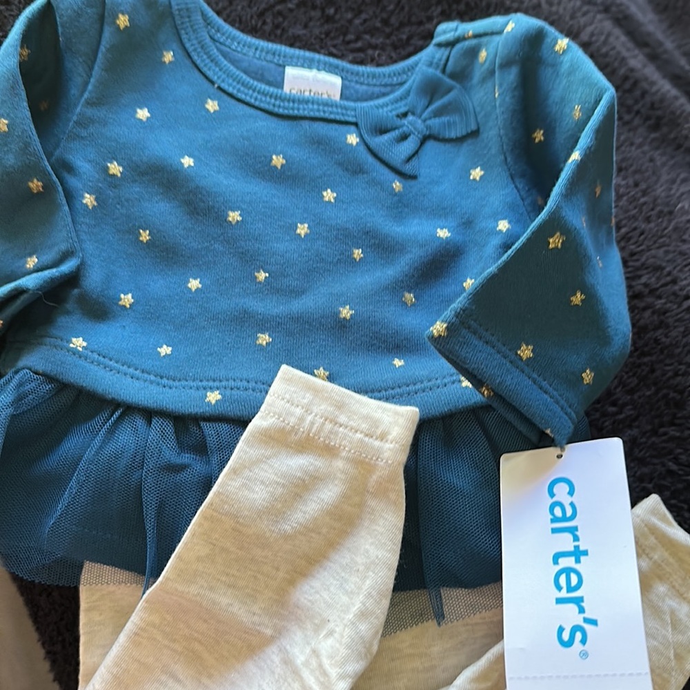 Carter's 2-Piece Peplum Stars Top & Legging Set Newborn Baby & Toddler Girl NWT - Picture 6 of 15